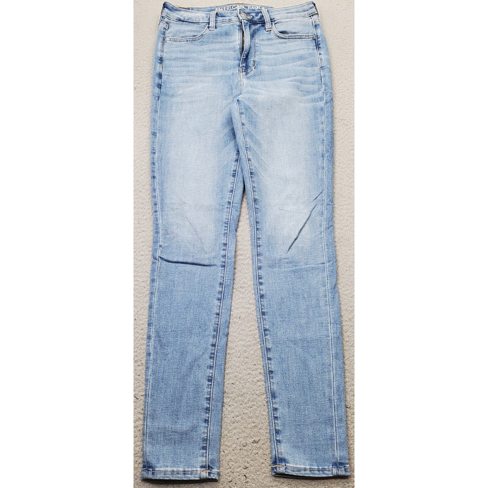 American Eagle Super Hi-Rise Jegging Jeans Womens 8 Long Blue Denim Light Wash